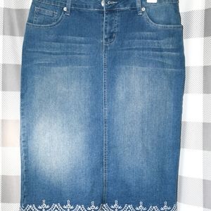 Denim Embroidered Skirt